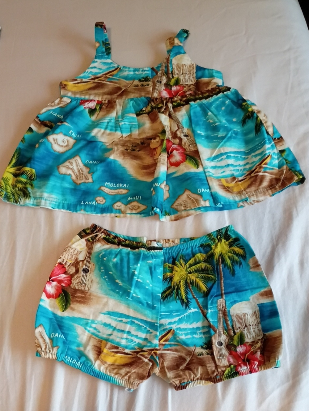 Tropical Hawaiian Two-Piece Tank Shorts Set